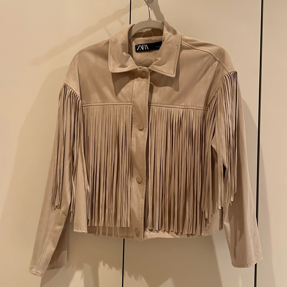 Zara Faux Suede Fringe Jacket size small